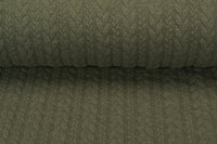 Strickstoff mit Zopfmuster armeegrün