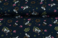 Baumwoll Musselin bedruckt glatt sloth blau