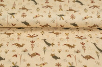 Baumwoll Musselin bedruckt glatt funny birds pastell gelb