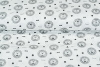 Baumwoll Musselin bedruckt glatt lion weiss