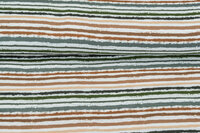 Baumwoll Musselin bedruckt smal stripes grün-braun