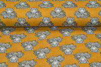 Baumwoll Musselin bedruckt panther ockergelb