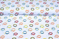 Baumwolljersey bedruckt colorful space weiss