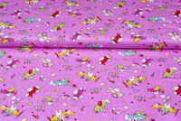 Baumwoll Popeline Bedruckt cute airplanes rosa