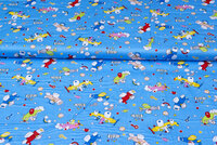 Baumwoll Popeline Bedruckt cute airplanes blau