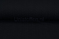 Strickstoff mit Zopfmuster Schwarz