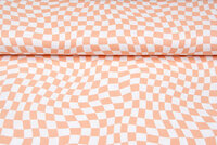 Baumwolljersey bedruckt graphic squares lachsrosa