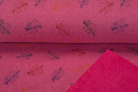 Alpenfleece bedruckt sloth pink meliert NA613