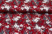 Baumwoll Popeline Bedruckt Weihnachten twigs dunkelrot
