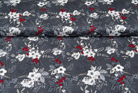 Baumwoll Popeline Bedruckt Weihnachten twigs grau