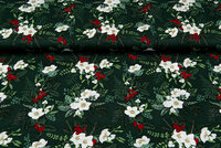 Baumwoll Popeline Bedruckt Weihnachten twigs grün