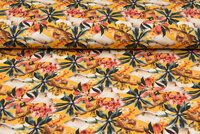 Baumwolljersey bedruckt digital flowers gelb-grün