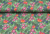 Baumwolljersey bedruckt digital roses mint multicolor