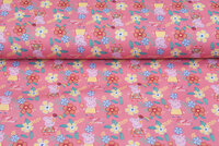 Lizenz Baumwoll Popeline Bedruckt Peppa Pig peach