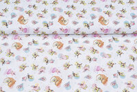 Lizenz Baumwoll Popeline Bedruckt Spongebob weiss-rosa