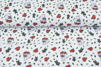 Lizenz Baumwoll Popeline Bedruckt Frida Kahlo weiss