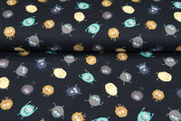 French Terry bedruckt funny monsters schwarz