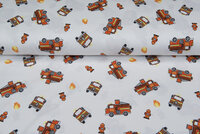 Baumwolljersey bedruckt firetrucks off-white