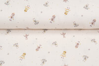 Baumwoll Musselin bedruckt robots beige