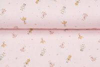 Baumwoll Musselin bedruckt robots with dots hellrosa