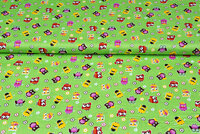 Baumwoll Popeline Bedruckt little owls grün