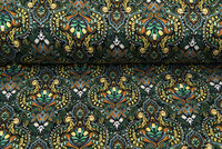 Viskose Jersey bedruckt retro flowers grün-rost