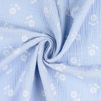 Baumwoll Musselin bedruckt little lions pastellblau