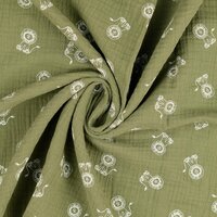 Baumwoll Musselin bedruckt little lions pastellgrün