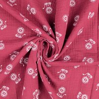 Baumwoll Musselin bedruckt little lions bordeaux