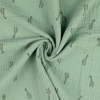 Baumwoll Musselin bedruckt little giraffe pastellmint