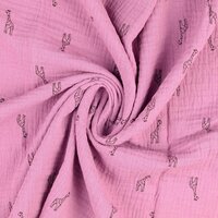 Baumwoll Musselin bedruckt little giraffe dunkel altrosa