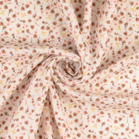 Baumwoll Musselin bedruckt little flower altrosa-ecru