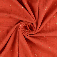 Baumwoll Musselin bedruckt dew drop rost-gold