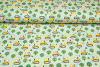 Baumwolljersey digital bedruckt bedrukt apple with bulldozer hellgrün