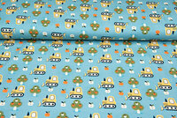 Baumwolljersey digital bedruckt bedrukt apple with bulldozer mint