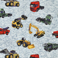 Alpenfleece bedruckt working machines jeansblau-grau