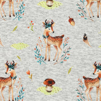 Alpenfleece bedruckt cute deer grau