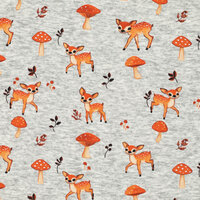 Alpenfleece bedruckt little cute deer grau