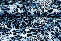 Baumwolljersey bedruckt panther blau-weiss