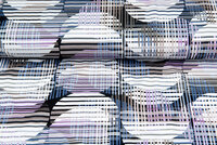 Baumwolljersey bedruckt colorful dot stripes blau-lila-weiss