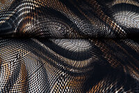 Baumwolljersey bedruckt retro scales schwarz-braun