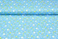 Baumwolljersey bedruckt starfish aqua-lime