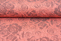 Strickstoff Jacquard roses lachsrosa