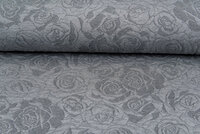 Strickstoff Jacquard roses grau