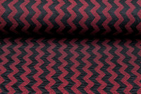 Strickstoff Jacquard zigzag bordeaux-schwarz