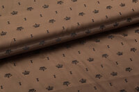 Futterstoff Jacquard Kronen VO10 gold-braun