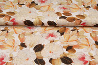 Viskose Leinen Digital bedruckt autumn leaves braun-sand