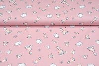 Baumwolljersey bedruckt baby animals rosa