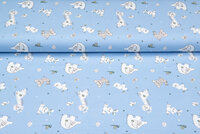 Baumwolljersey bedruckt patchworks animals blau
