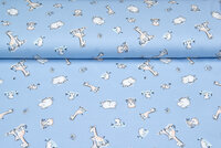 Baumwolljersey bedruckt baby animals blau
